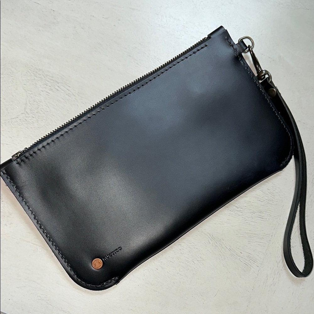 Black Leather Men's Clutch Bag
